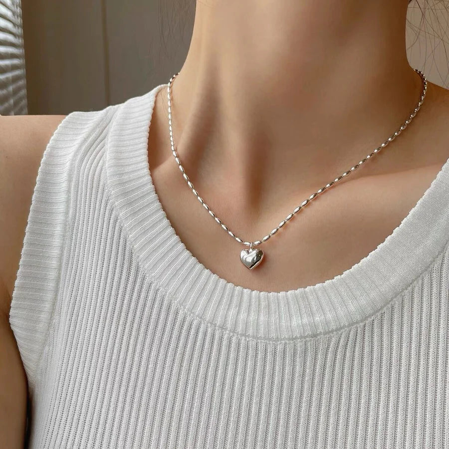 Sterling Silver Three-dimensional love necklace