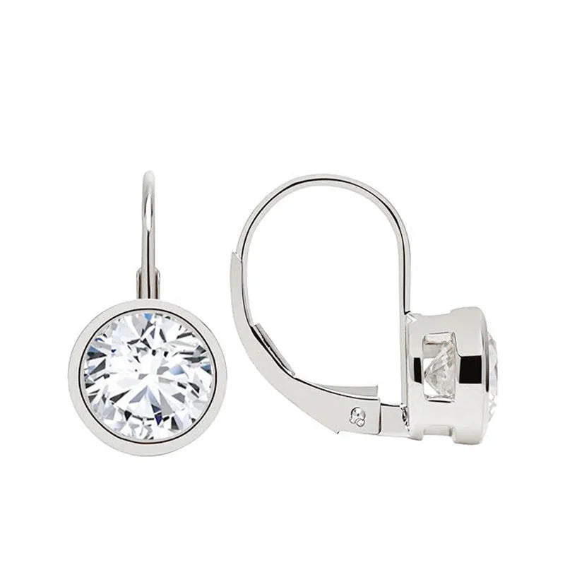 Bezel Leverback Moissanite Earrings