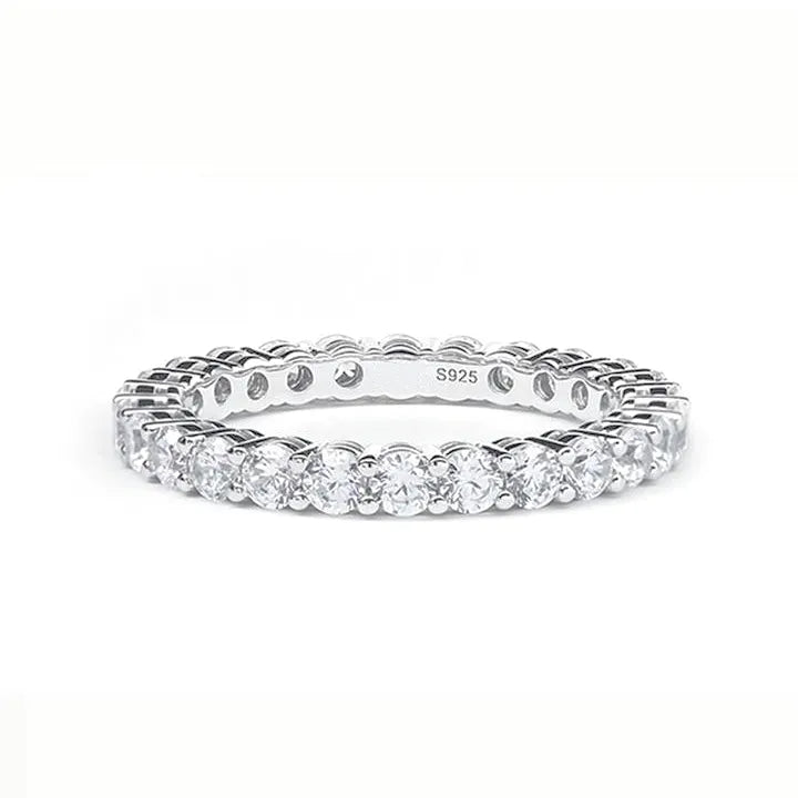 Round Moissanite Wedding Band