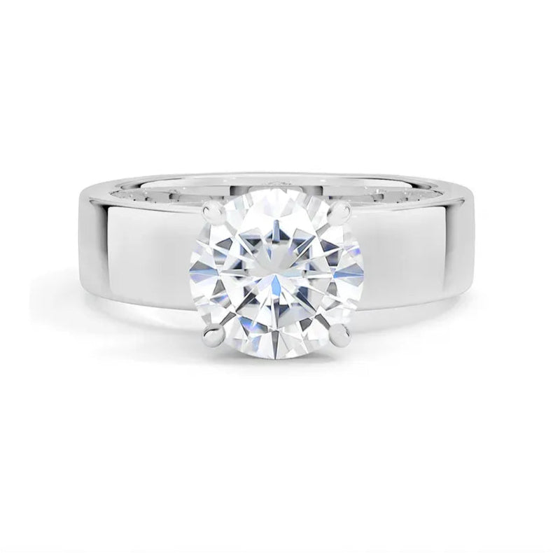 Widened Solitaire Moissanite Engagement Ring